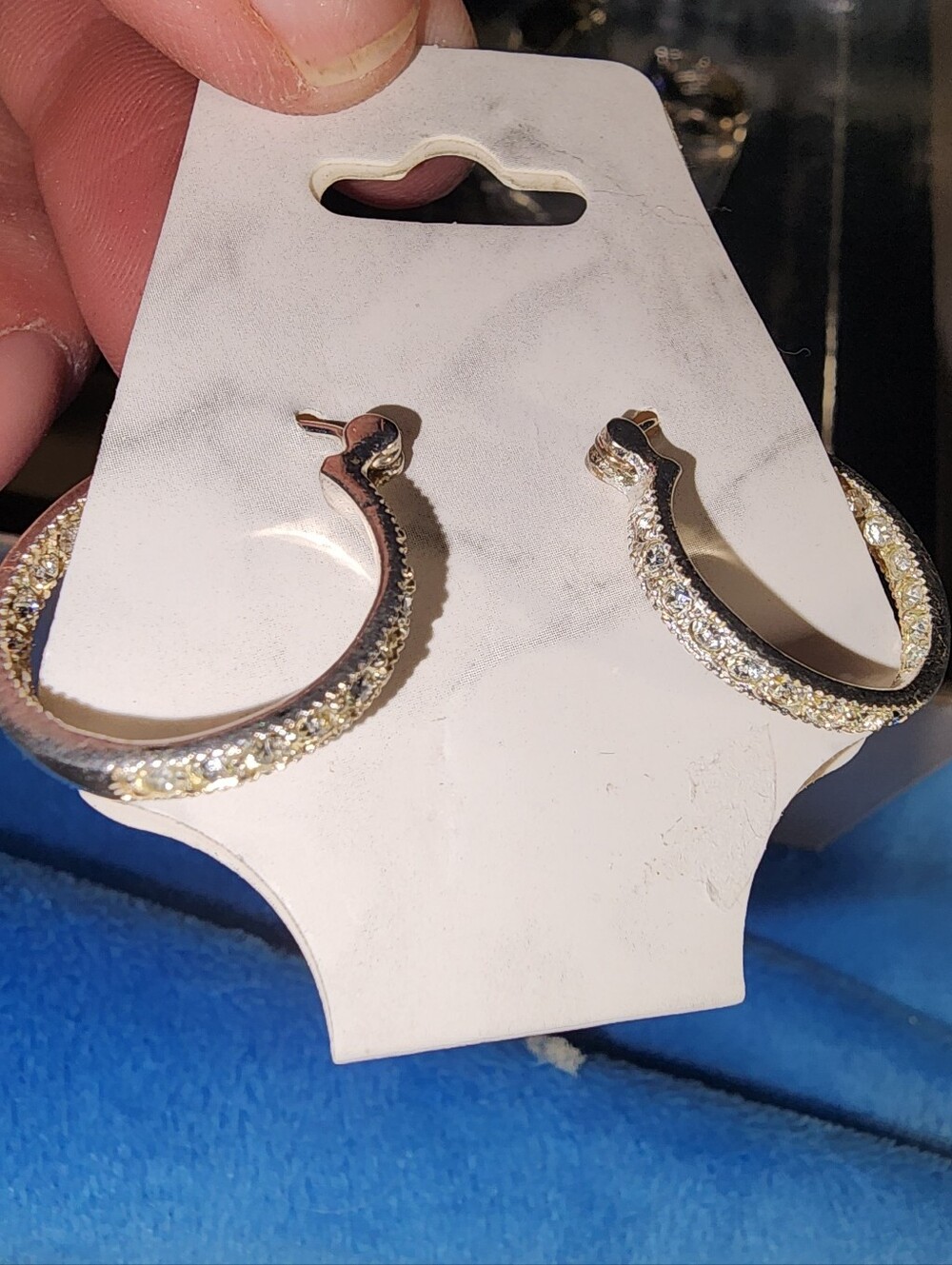 Sterling Silver 9.25 Pavé Hoop Earrings